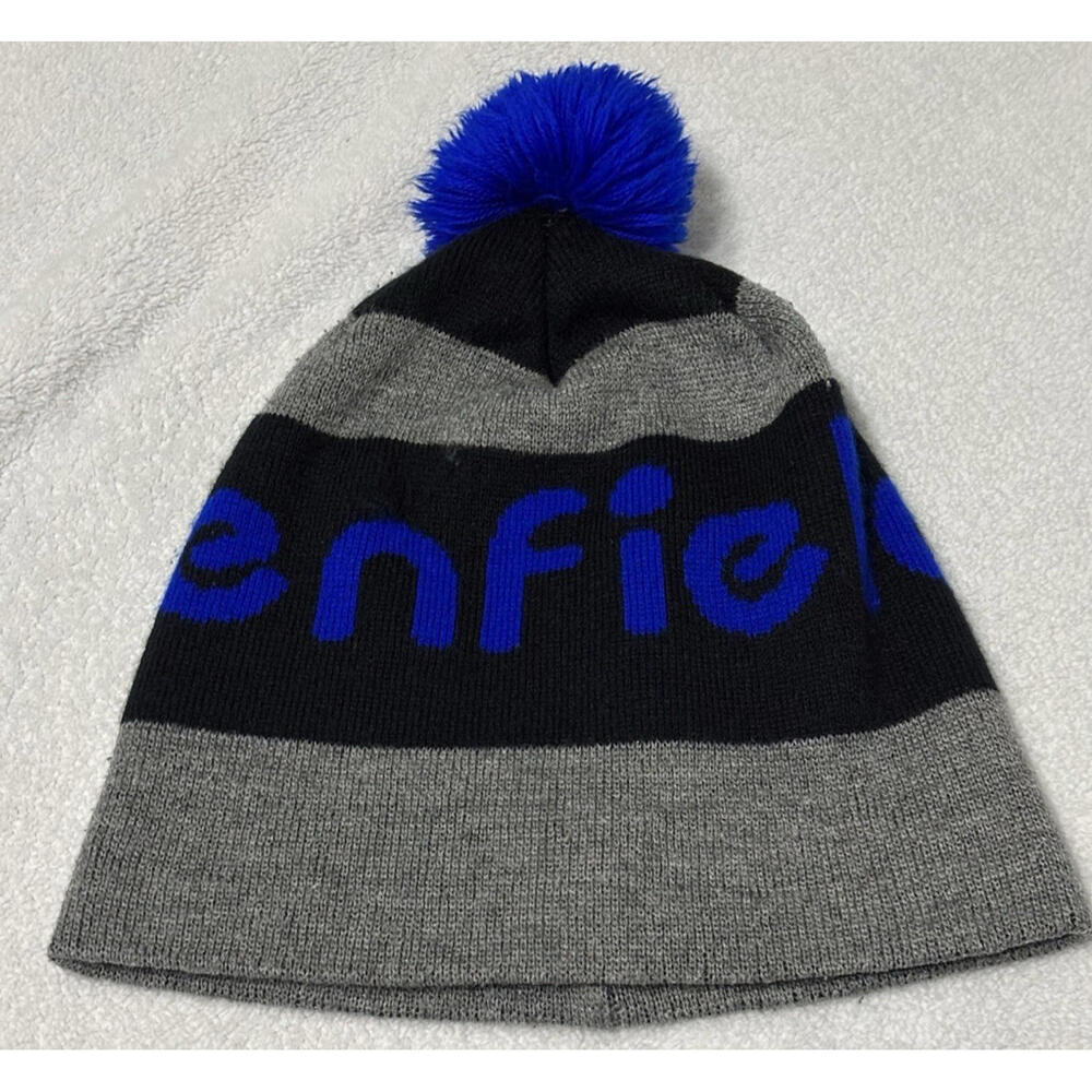 PENFIELD Beanie with blue Pom Hat Blue Black Gray || pre-owned